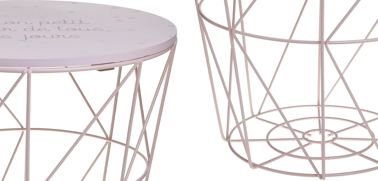 Круглый приставной стол-корзина Pink Wire Basket Side Table - фото