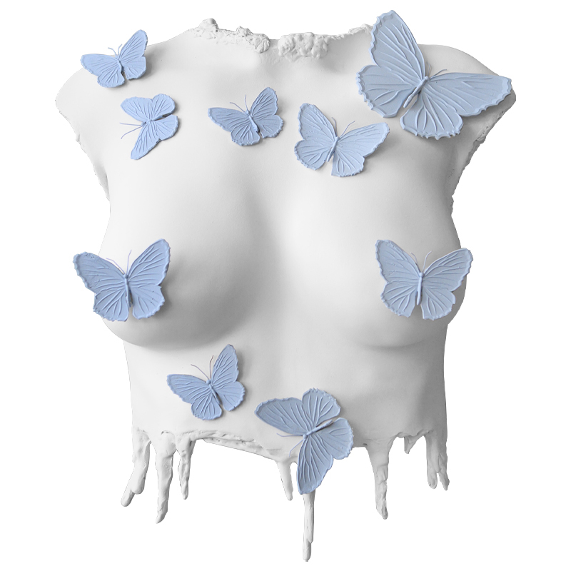 Аксессуар на стену Sculpture Female Torso Butterflies Белый Голубой в Нижнем Новгороде | Loft Concept 