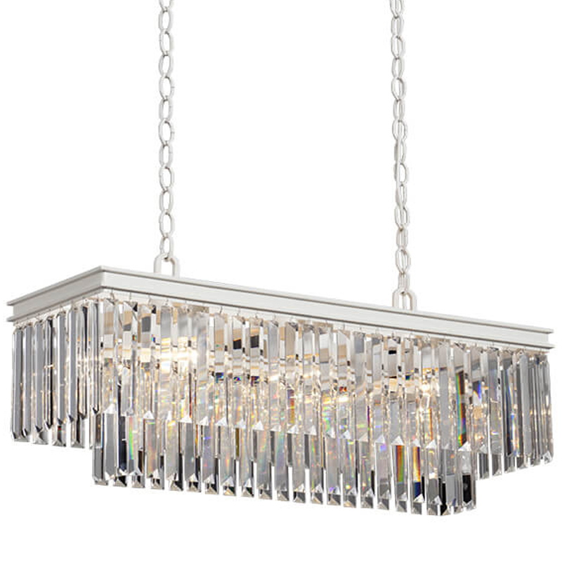 Люстра RH 1920s Odeon Clear Glass Rectangular Chandelier  White iron Длина 80 Белый Прозрачное Стекло в Нижнем Новгороде | Loft Concept 