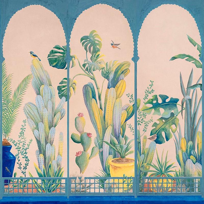 Обои ручная роспись Jardin Marrakech Majorelle on painted Xuan paper  в Нижнем Новгороде | Loft Concept 