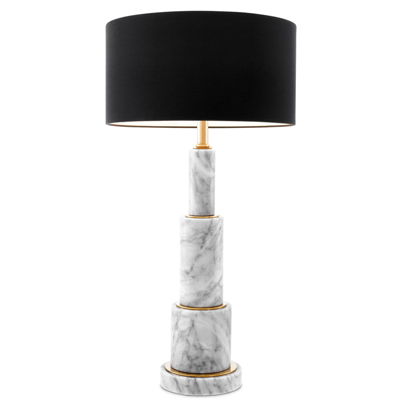 Настольная лампа Eichholtz Table Lamp Dax Белый Мрамор Bianco Черный Глянцевое золото в Нижнем Новгороде | Loft Concept 