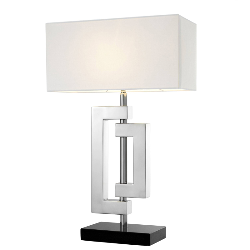 Настольная лампа Eichholtz Table Lamp Leroux stainless steel Белый Нержавеющая сталь Черный в Нижнем Новгороде | Loft Concept 