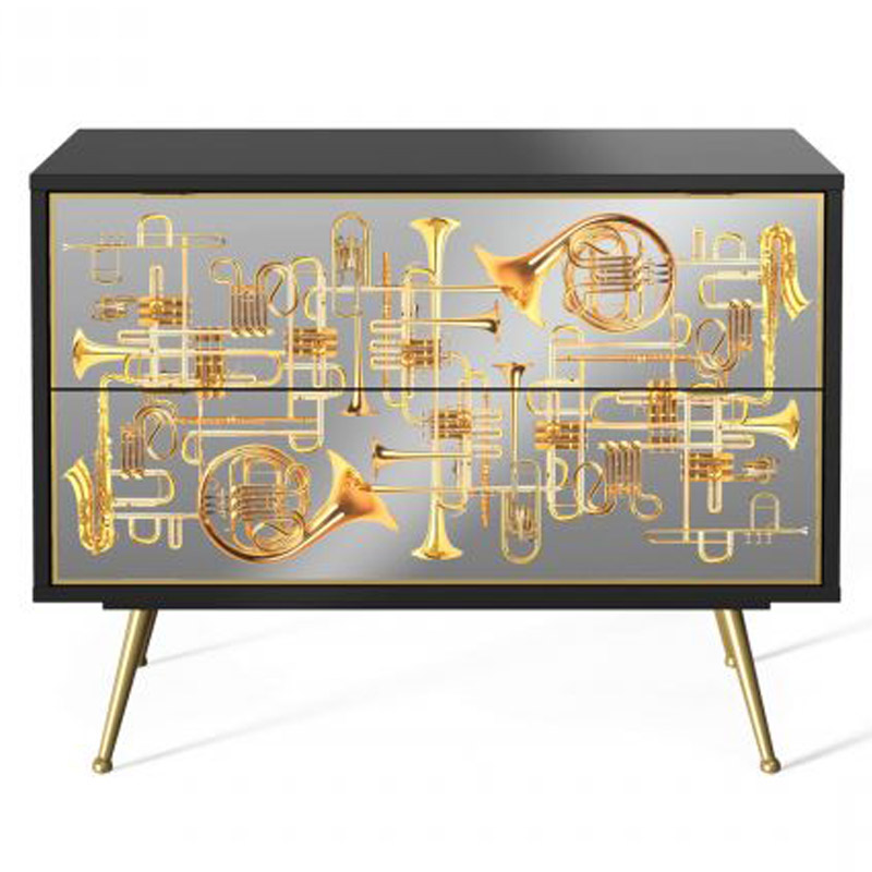 Комод Seletti Chest of Two Drawers Trumpets Золотой Черный Золотой Шампань в Нижнем Новгороде | Loft Concept 