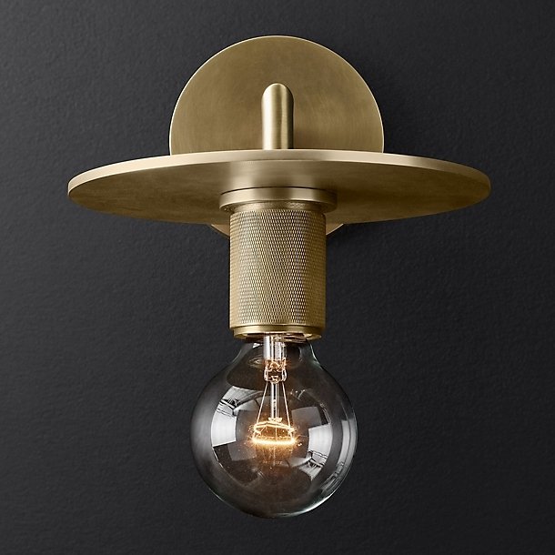 Бра RH Utilitaire Knurled Disk Shade Sconce Brass Латунь в Нижнем Новгороде | Loft Concept 