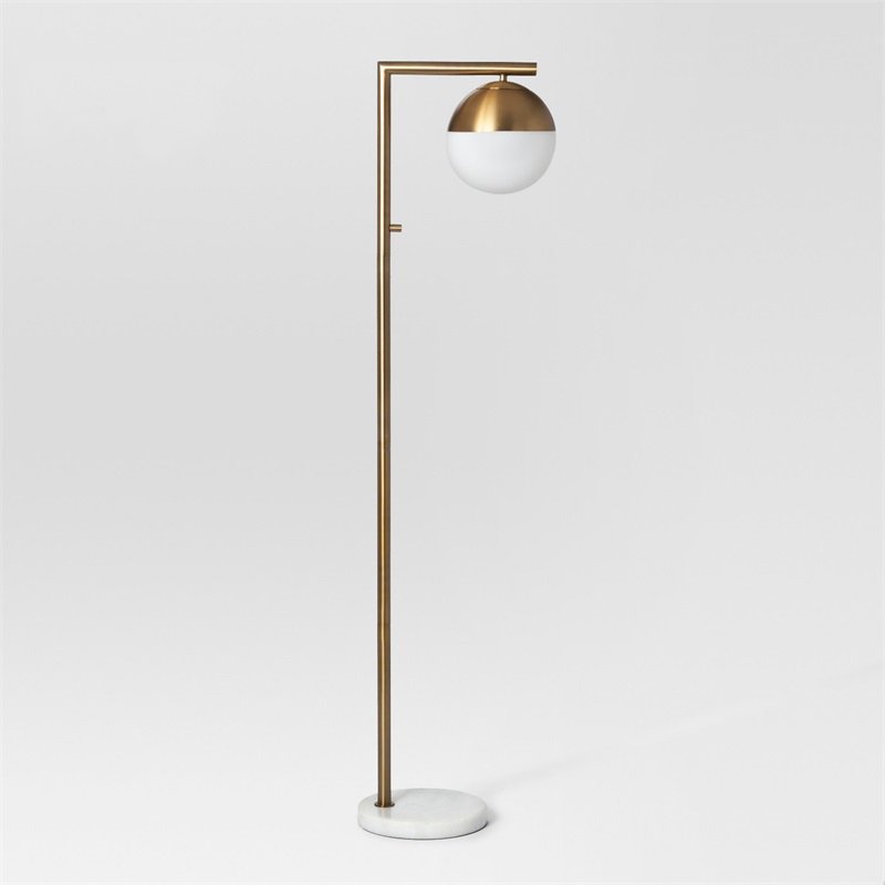 Торшер Geneva Single Glass Globe Floor Lamp Белый Латунь в Нижнем Новгороде | Loft Concept 