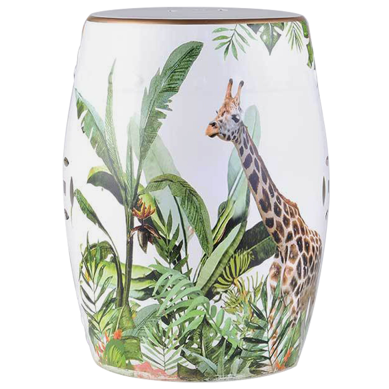 Керамический табурет Giraffe Tropical Animal Ceramic Stool White Белый Зеленый Коричневый в Нижнем Новгороде | Loft Concept 