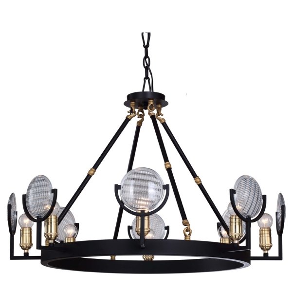 Люстра RH Gaslight Lens Chandelier 8 Черный в Нижнем Новгороде | Loft Concept 