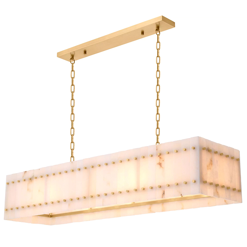 Люстра Eichholtz Chandelier Ruby Rectangular Alabaster Латунь Бежевый Белый Мрамор Bianco в Нижнем Новгороде | Loft Concept 