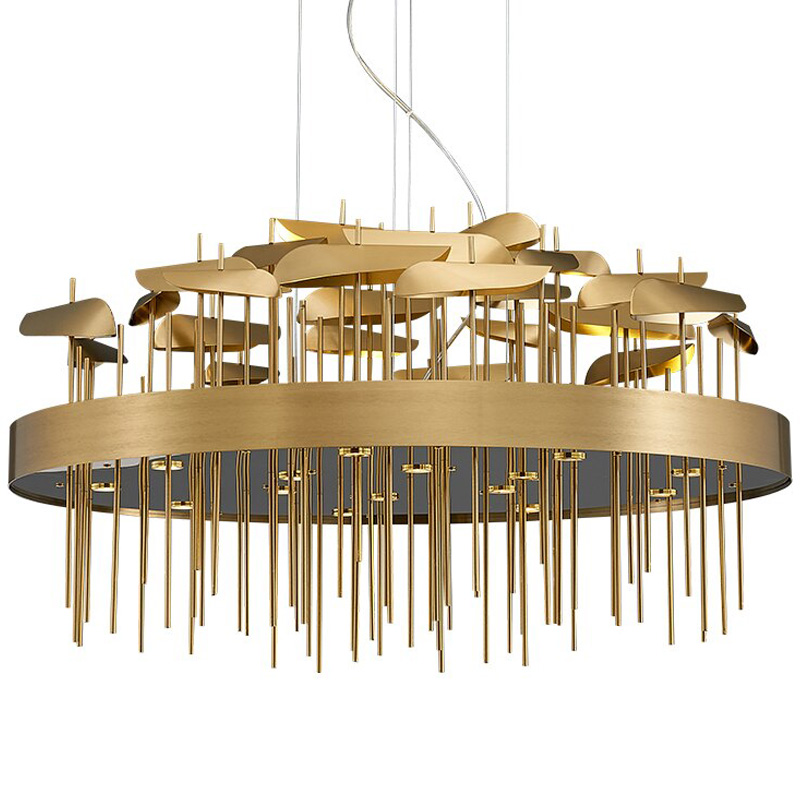 Светодиодная дизайнерская инсталляция ANODINE Perlina Disk Chandelier Золотой в Нижнем Новгороде | Loft Concept 