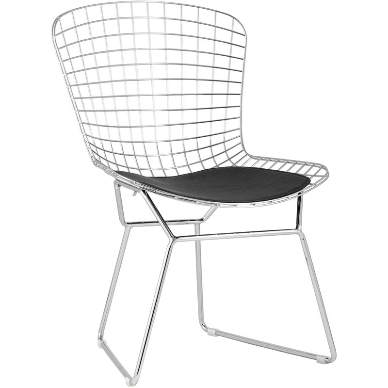 Стул Bertoia Chair Хромированный с Черной подушкой Хром Черный в Нижнем Новгороде | Loft Concept 