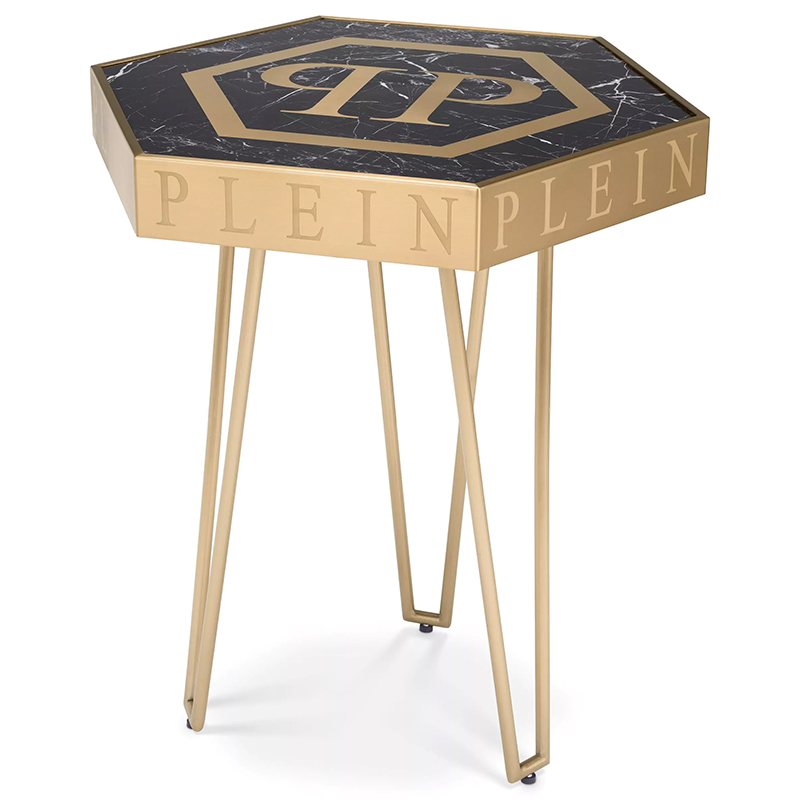 Приставной стол Philipp Plein Side Table Falcon Nest Золотой Черный Мрамор Nero Прозрачное Стекло в Нижнем Новгороде | Loft Concept 