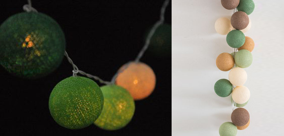 Гирлянда хлопковые фонарики Сotton Ball Forest Green - Loft-Concept в Нижнем Новгороде