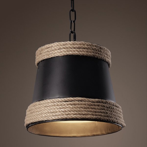 Подвесной светильник Black & Hemp Pendant Lamp Черный в Нижнем Новгороде | Loft Concept 