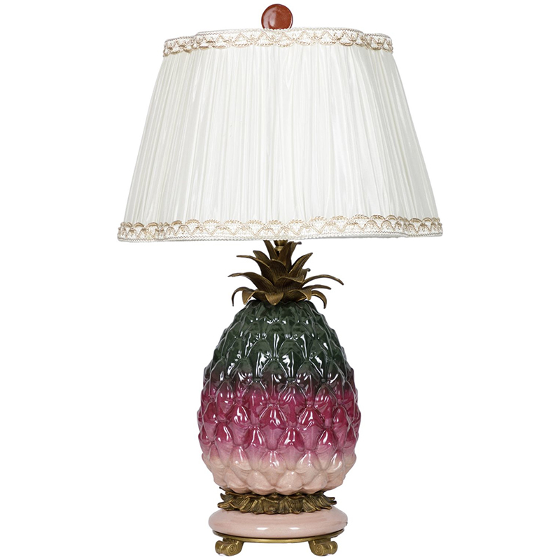 Настольная лампа с абажуром Pineapple Dark Green Purple Table Lamp Белый Бронза Зеленый Розовый в Нижнем Новгороде | Loft Concept 