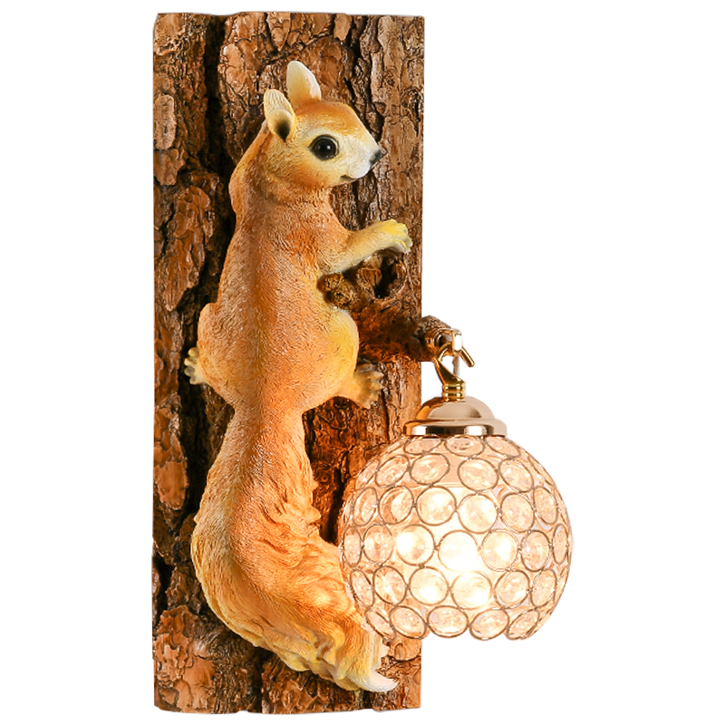 Бра для детской Белка на дереве Squirrel Wall Lamp Коричневый Оранжевый Латунь в Нижнем Новгороде | Loft Concept 