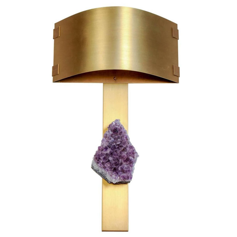 Бра Natural Amethyst and Curved Shades Wall Lamp Латунь Сиреневый в Нижнем Новгороде | Loft Concept 