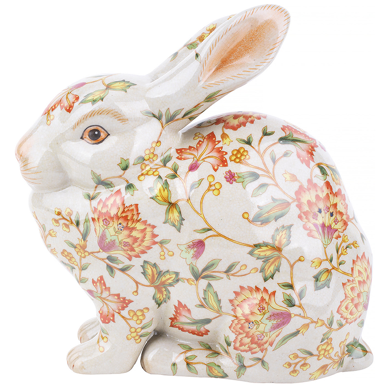 Декоративная статуэтка Porcelain Hare Statuette Белый Мульти Оранжевый Зеленый в Нижнем Новгороде | Loft Concept 