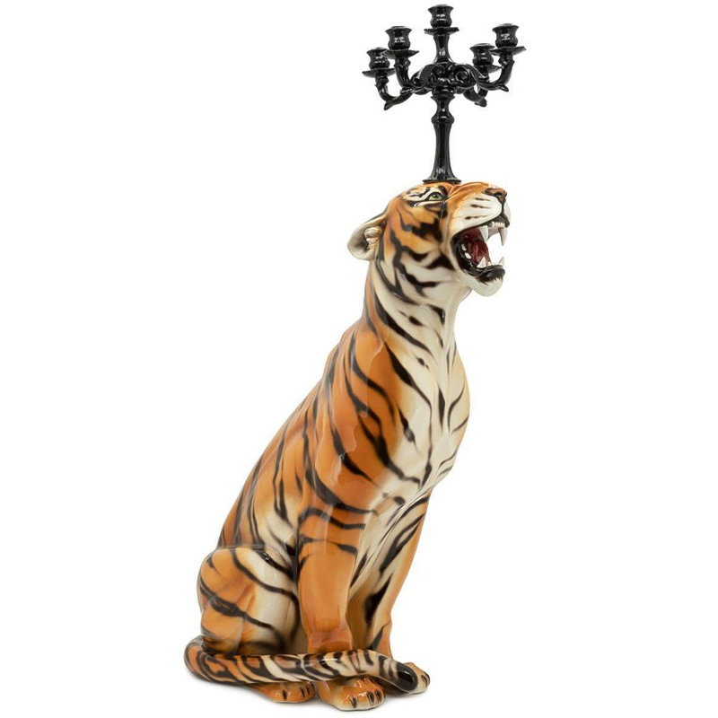 Подсвечник Abhika Candleholder Tiger Sx Malays Tiger Черный Оранжевый Светло-бежевый в Нижнем Новгороде | Loft Concept 