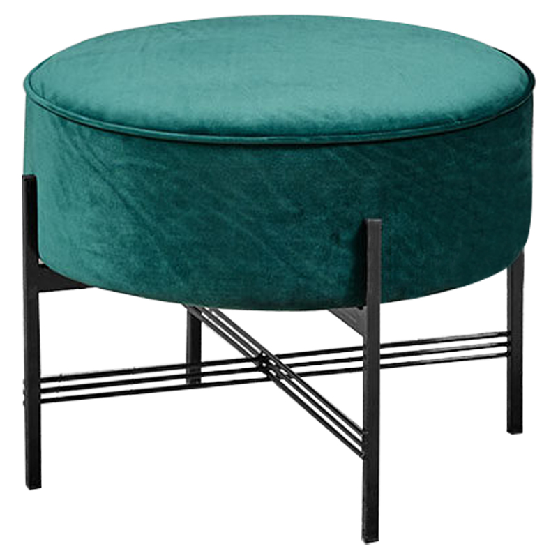 Пуф изумрудного цвета велюровый Sanjay Velour Pouf Emerald Изумрудный Черный в Нижнем Новгороде | Loft Concept 