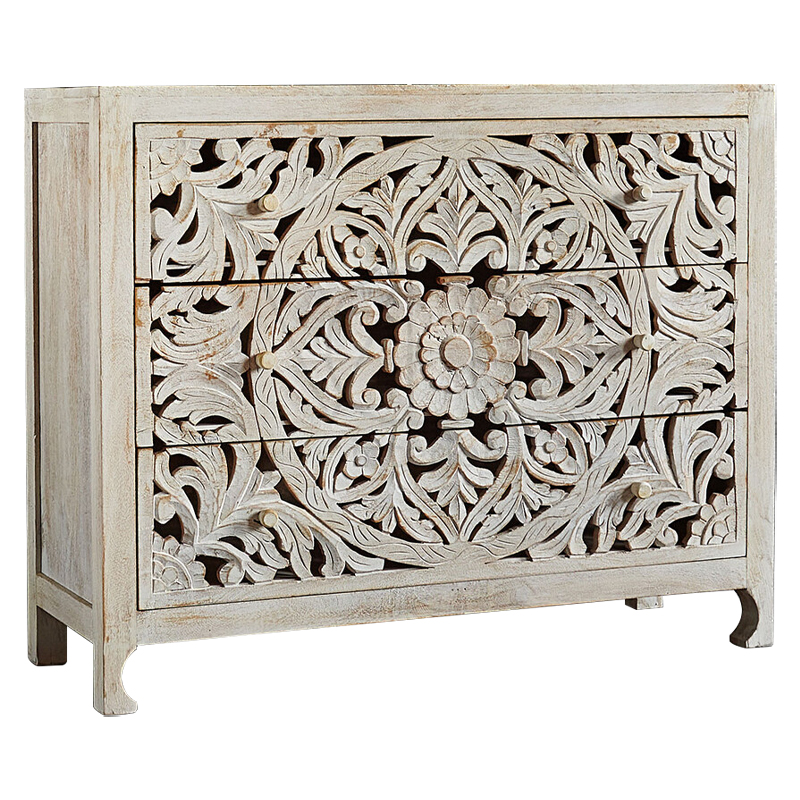 Комод Indian Antique White Furniture Chest of Drawers Kailash белый Белый в Нижнем Новгороде | Loft Concept 