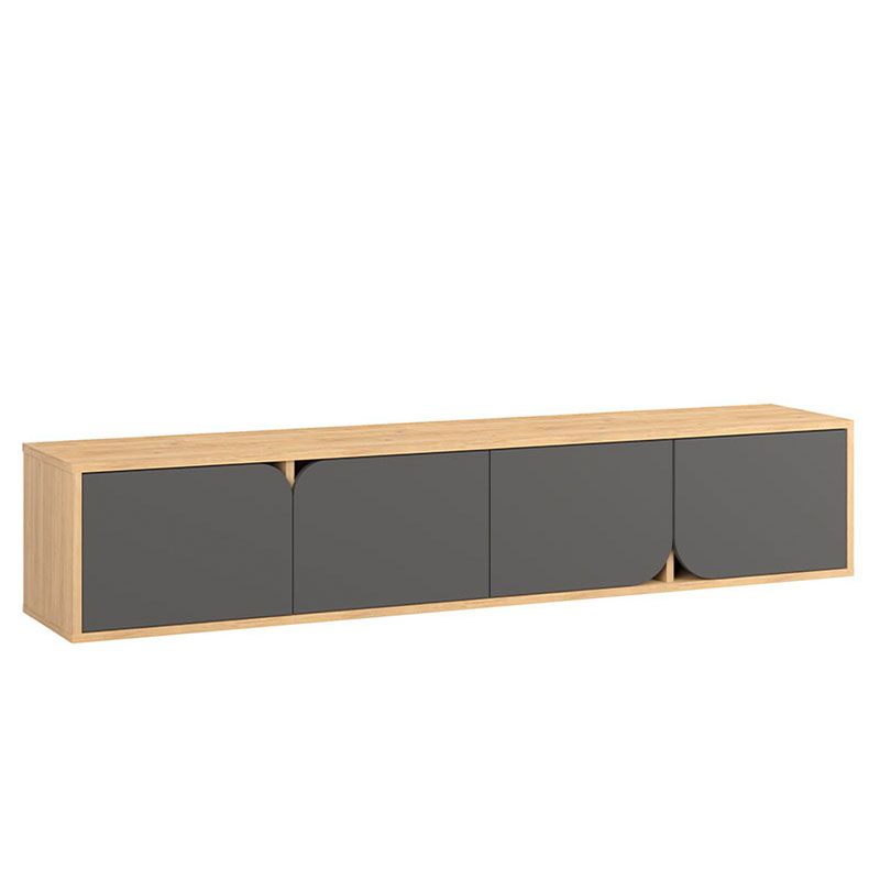 ТВ-тумба подвесная цвета древесины с 4-мя темно-серыми дверцами SPARK TV STAND OAK ANTHRACITE Серый Древесина в Нижнем Новгороде | Loft Concept 