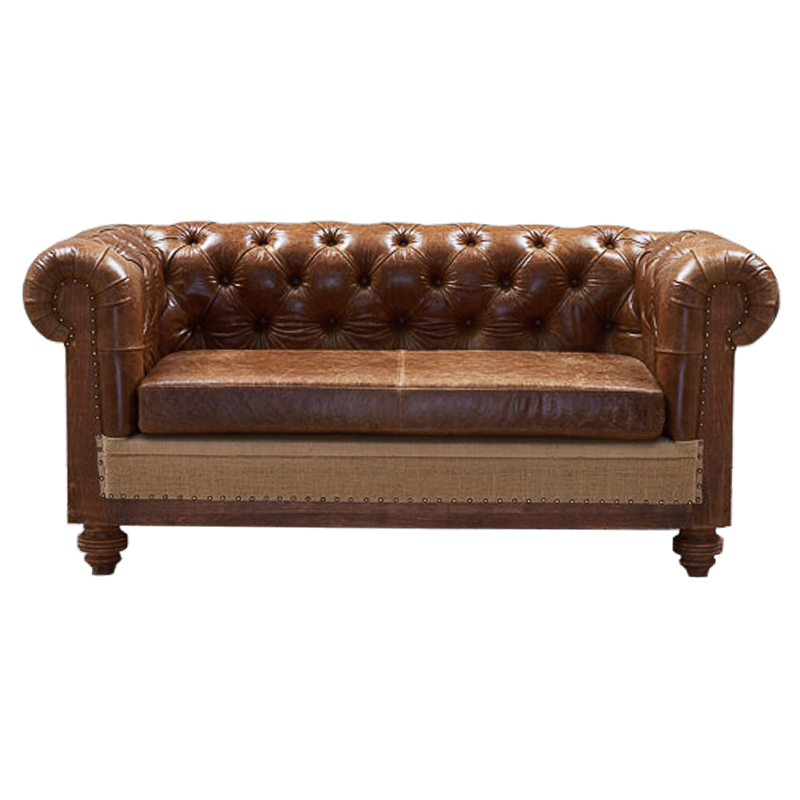 Диван Deconstructed Chesterfield Sofa double Brown leather Коричневый ivory ( слоновая кость ) в Нижнем Новгороде | Loft Concept 