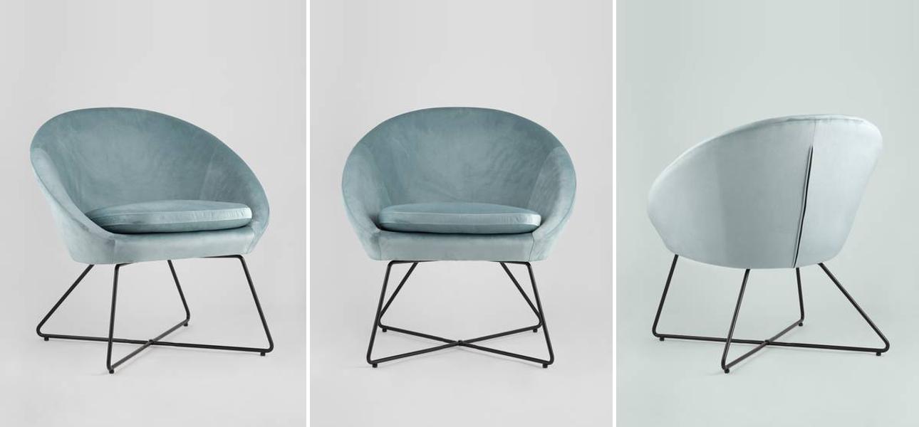 Кресло Avital пыльно-голубой велюр - фото