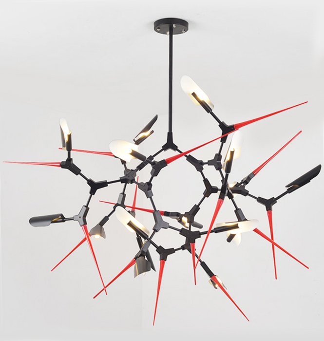 Люстра Red Spikes Chandelier 16 Черный Красный в Нижнем Новгороде | Loft Concept 