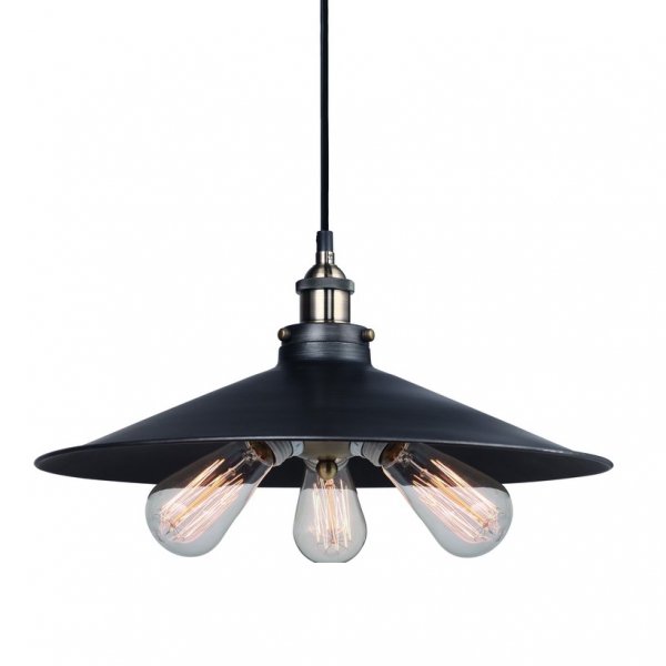 Подвесной светильник 20th C. Factory Filament Metal Triple Pendant Black Черный в Нижнем Новгороде | Loft Concept 