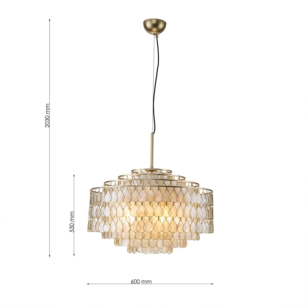 Люстра многоярусная с декором из натуральной морской ракушки Iridescent Light в Нижнем Новгороде