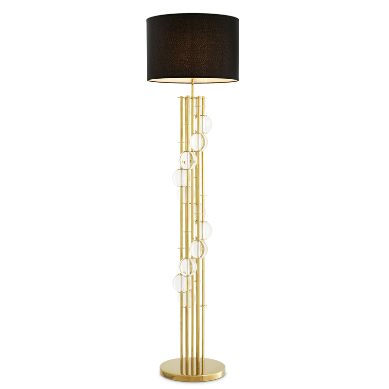 Торшер Eichholtz Floor Lamp Lorenzo Gold & black Глянцевое золото Черный Прозрачный в Нижнем Новгороде | Loft Concept 