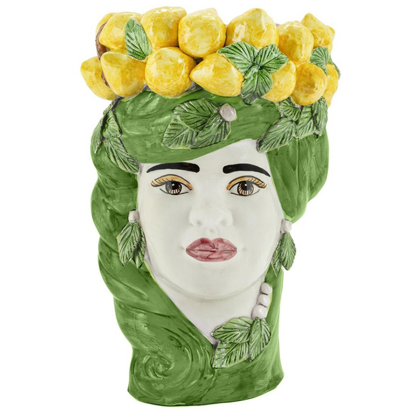 Ваза Vase Lemon Head Lady Green Зеленый Желтый Белый в Нижнем Новгороде | Loft Concept 