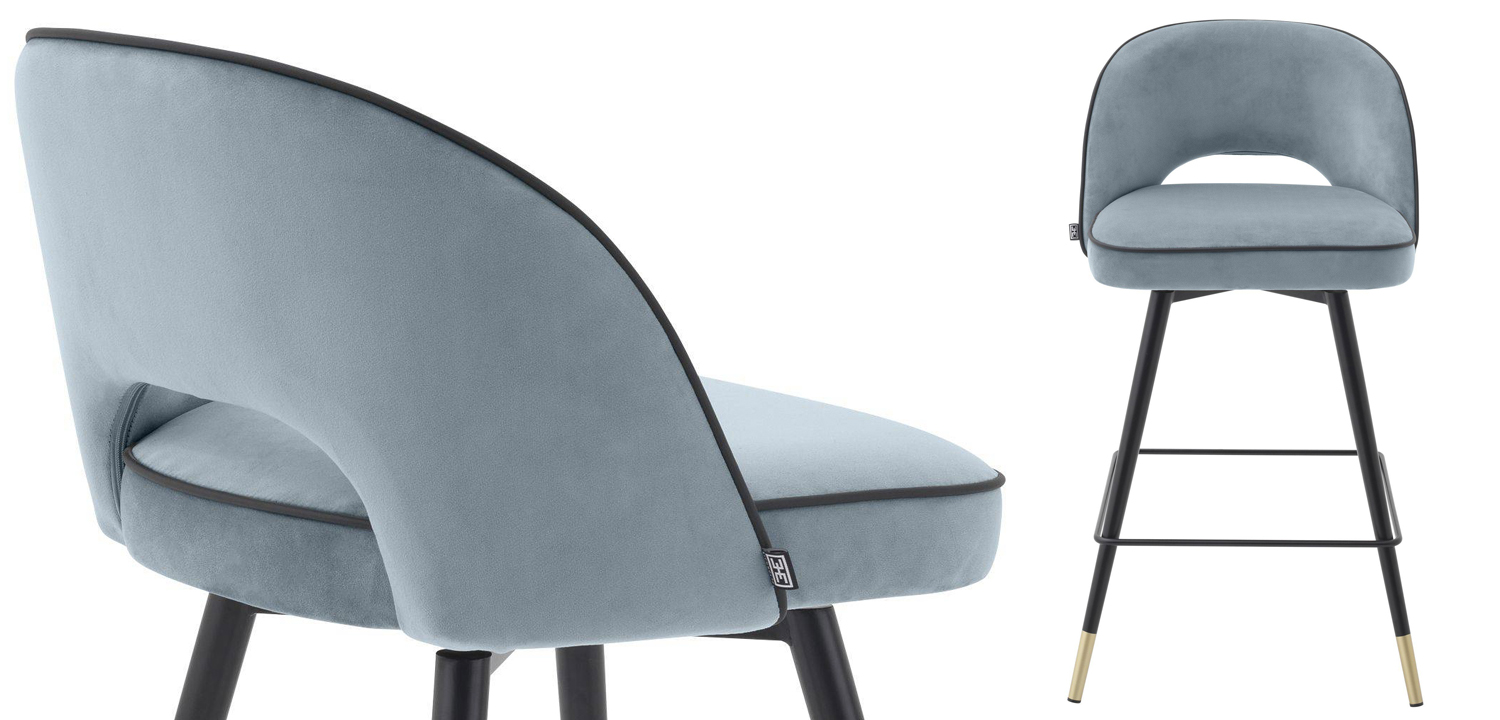 Комплект полубарных стульев Eichholtz Counter Stool Cliff set of 2 blue - фото