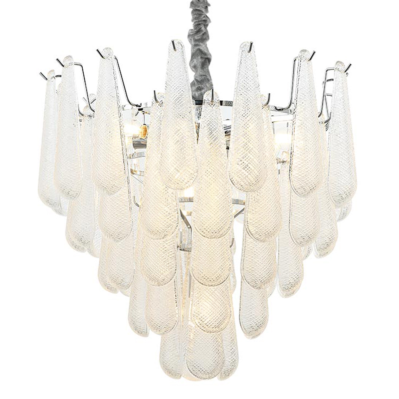 Люстра Textured Glass Drops Chandelier 13 Хром Белый в Нижнем Новгороде | Loft Concept 