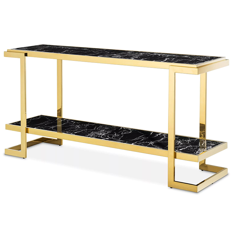 Консоль Eichholtz Console Table Senato Черный Мрамор Nero Глянцевое золото в Нижнем Новгороде | Loft Concept 