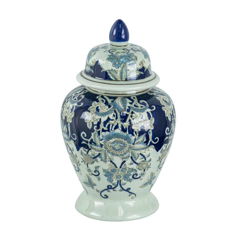 Ваза с крышкой Blue & White Ornament Vase 42 Белый Синий в Нижнем Новгороде | Loft Concept 