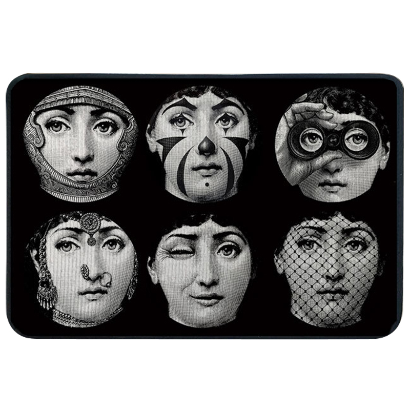 Ковер для прихожей и ванной Fornasetti Faces of Lina Rug Черно-белый в Нижнем Новгороде | Loft Concept 