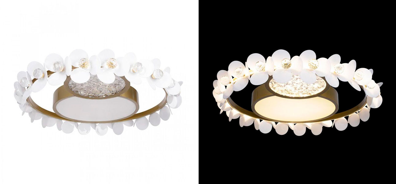 Потолочный светильник Белые Цветы White Flowers Ceiling lamp D 56 - фото №1