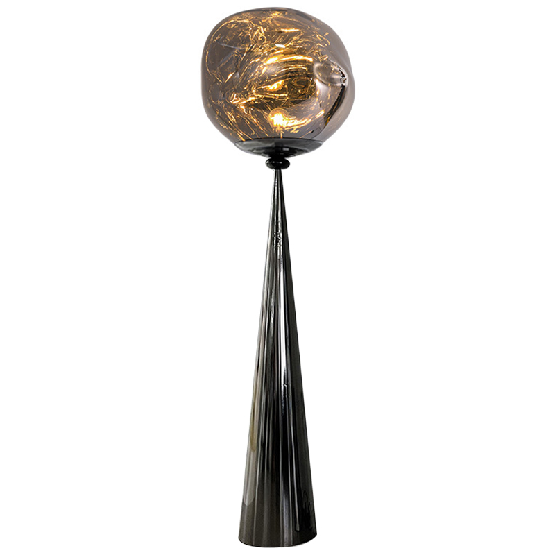 Торшер Kaine Glass Metal Floor Lamp Прозрачное Стекло Черный Серебряный Стекло Смок в Нижнем Новгороде | Loft Concept 