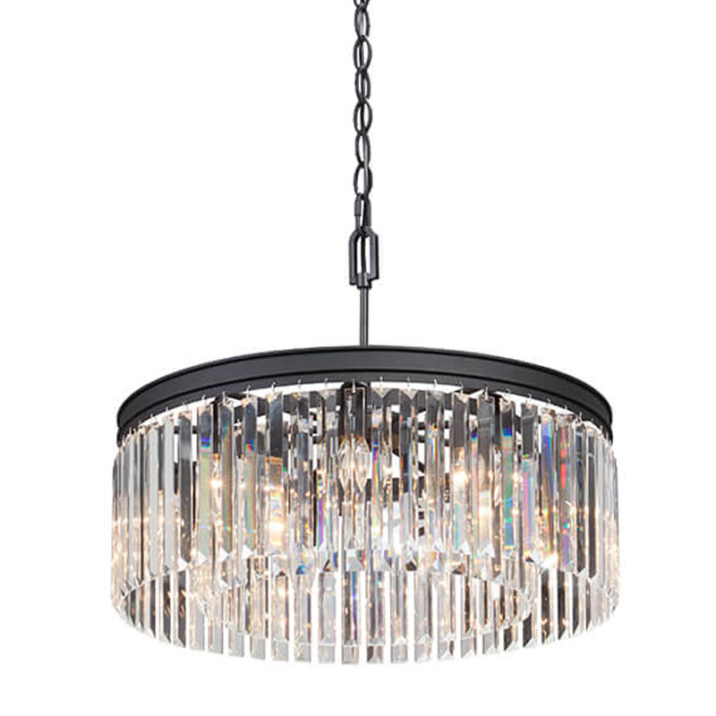 Люстра RH Rhys Clear Glass Prism Round Chandelier 60 Черный матовый Прозрачное Стекло в Нижнем Новгороде | Loft Concept 