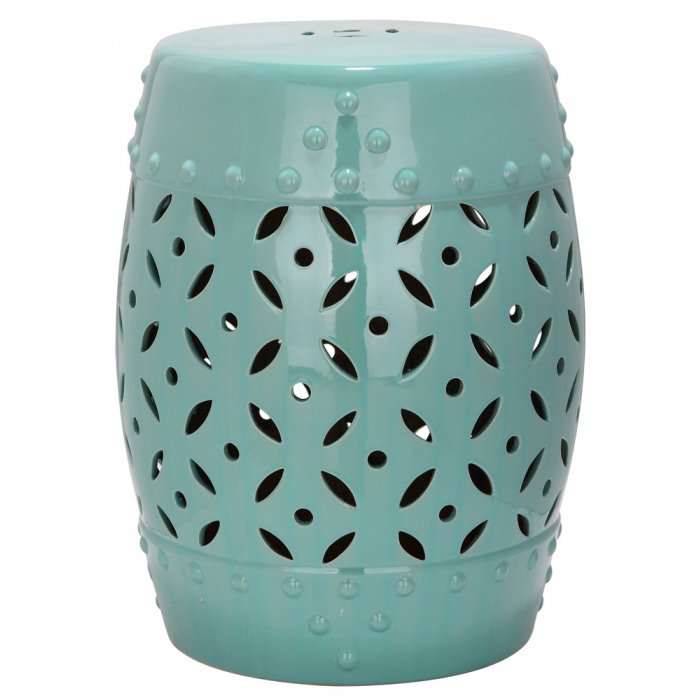 Керамический табурет Coin Lattice Garden Stool - Light Blue Голубой пастельный в Нижнем Новгороде | Loft Concept 