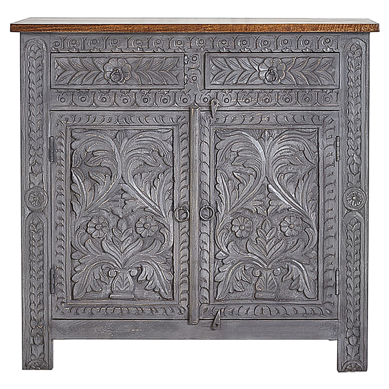 Комод Indian Antique White Furniture Chest of Drawers Ganika серый Серый Коричневый в Нижнем Новгороде | Loft Concept 