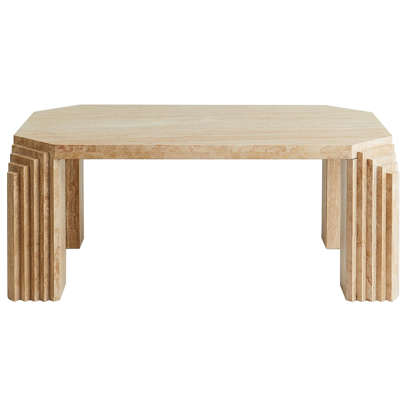 Кофейный стол Caleb Travertine Coffee Table Бежевый Коричневый в Нижнем Новгороде | Loft Concept 