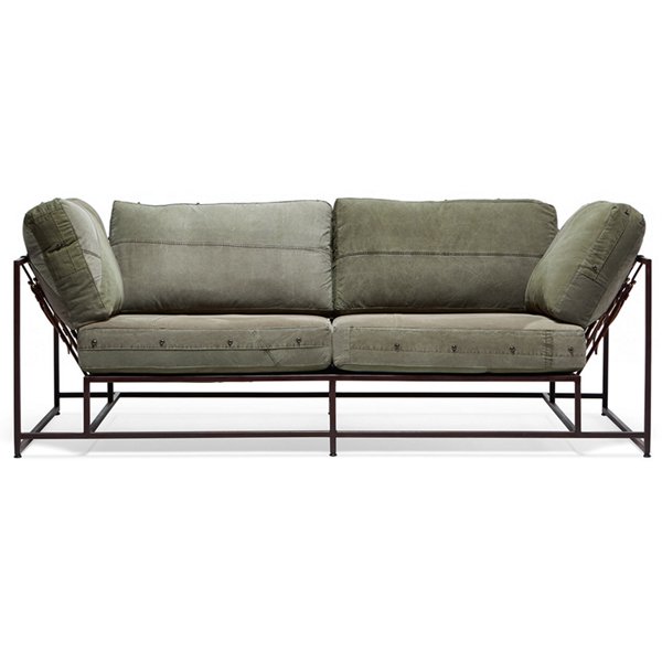 Двухместный диван Olive Military Two Seat Sofa Оливковый в Нижнем Новгороде | Loft Concept 