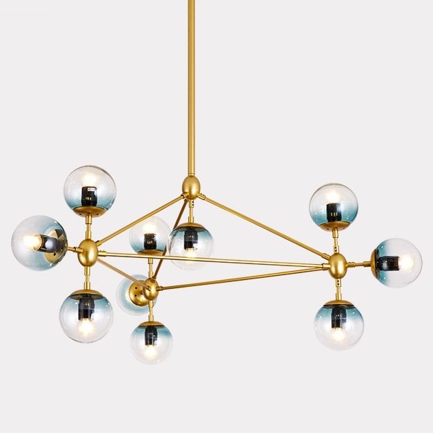 Люстра Modo Chandelier Globes Blue Ambre Gold Золотой в Нижнем Новгороде | Loft Concept 