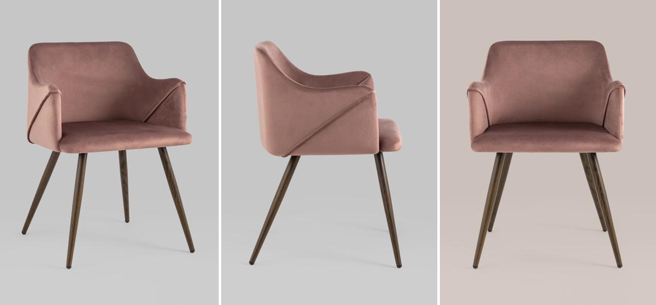 Стул Monarch Chair Пепельно-Розовый Велюр - фото
