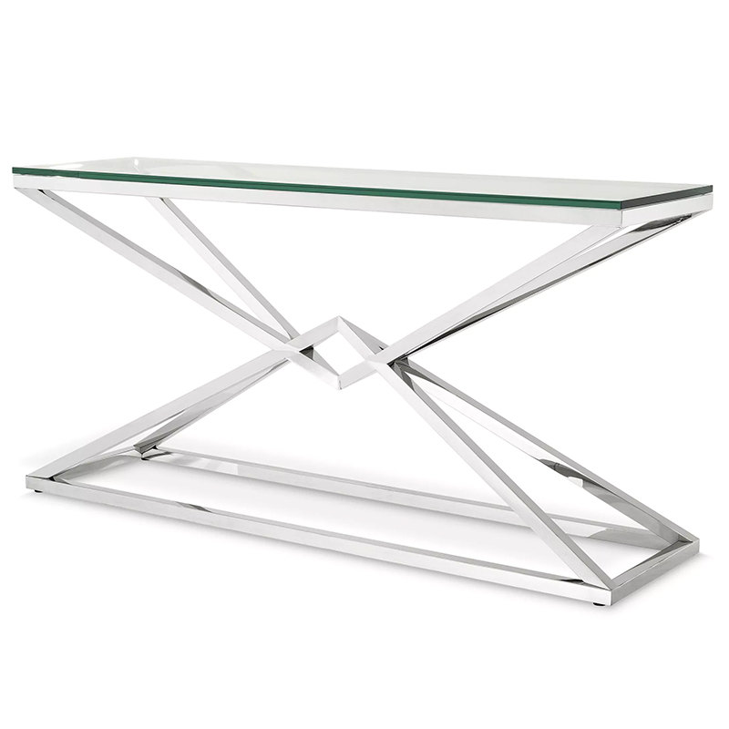 Консоль Eichholtz Console Table Connor L Chrome Хром Прозрачное Стекло в Нижнем Новгороде | Loft Concept 