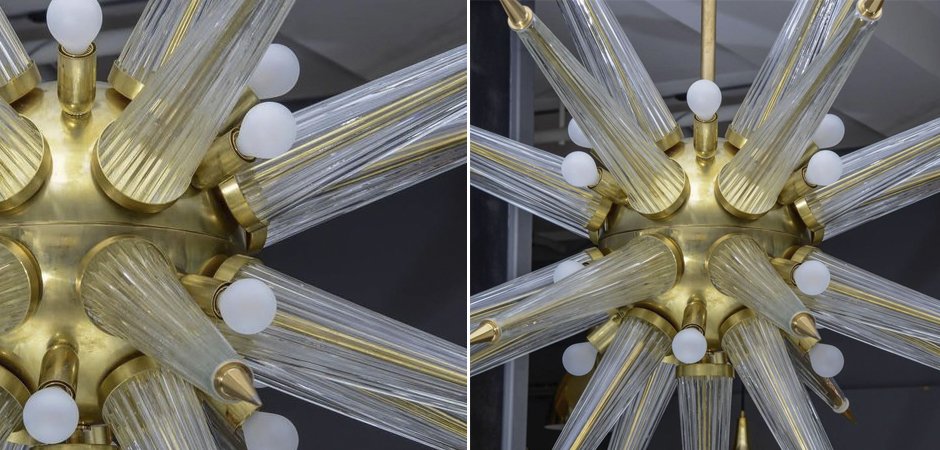Люстра Brass Sputnik Chandelier with Murano Glass Spikes Люстра Brass Sputnik Chandelier with Murano Glass Spikes - Loft-Concept в Нижнем Новгороде