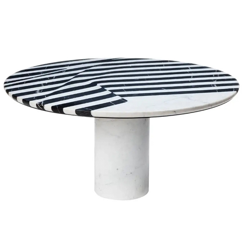 Обеденный стол Safwan Black and White Stripes Dining Table Черно-белый Белый Мрамор Bianco Черный Мрамор Nero в Нижнем Новгороде | Loft Concept 