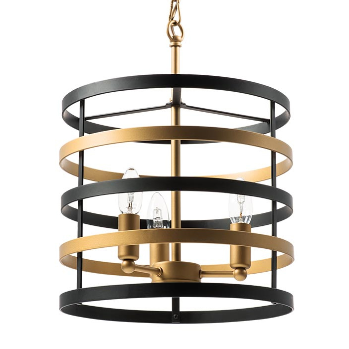 Люстра Gold Stripes Chandelier 3 Черный Золотой в Нижнем Новгороде | Loft Concept 